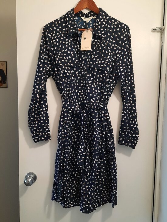 Brave Soul Black Combo Heart Print Shirt Dress, Size M - Picture 1 of 3